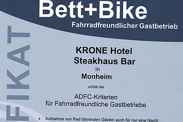 KRONE Hotel Steakhaus Bar - vom ADFC zertifizierter Bett+Bike Gastbetrieb