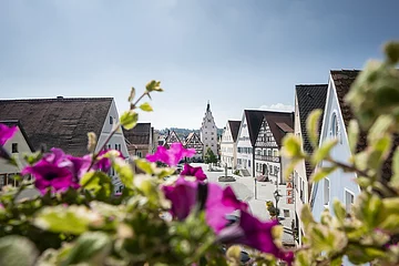 Aussicht aus dem Rathaus auf die Monheimer Innenstadt