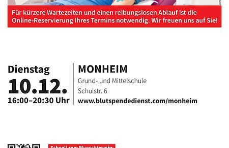 Blutspende Monheim 10.12.2024